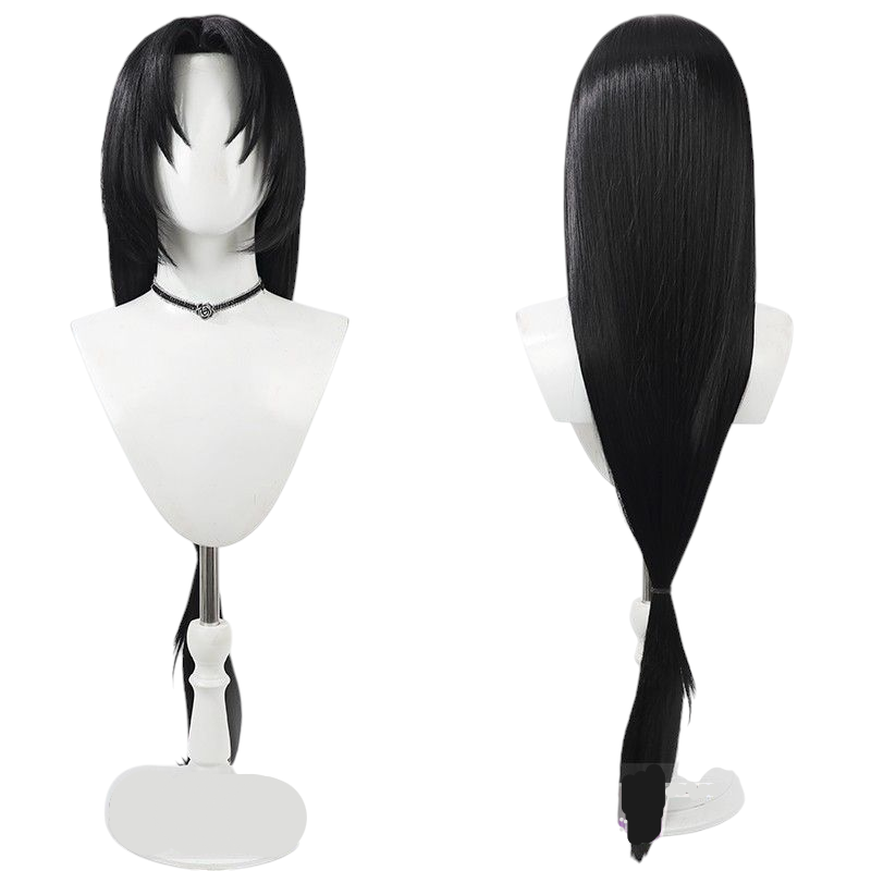 Dark Slate Gray Identity V Wu Chang "Canhua Lei" (Xie Bi'an) Black Long Cosplay Wig with Simulated Scalp