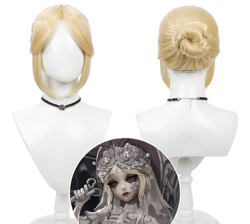 Light Gray Identity V Sculptor "Galatea" (Default) Light Yellow Updo Cosplay Wig with Scalp
