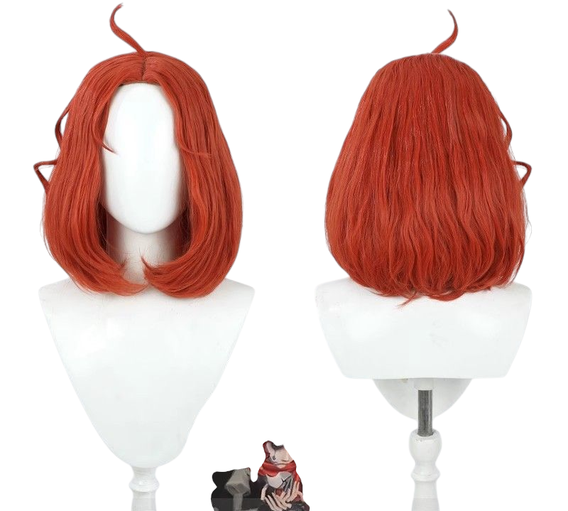 White Smoke Identity V Weeping Clown "Joker" Orange Curly Cosplay Wig with Simulated Scalp