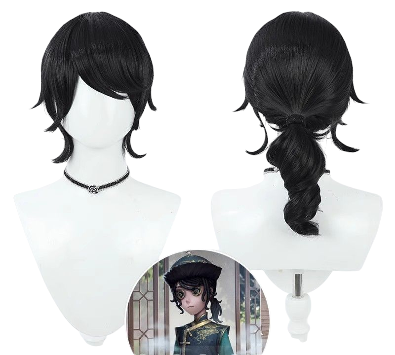 Light Gray Identity V Painter "Chang Sheng" (Edgar Valden) Purple Skin Black Ponytail Cosplay Wig