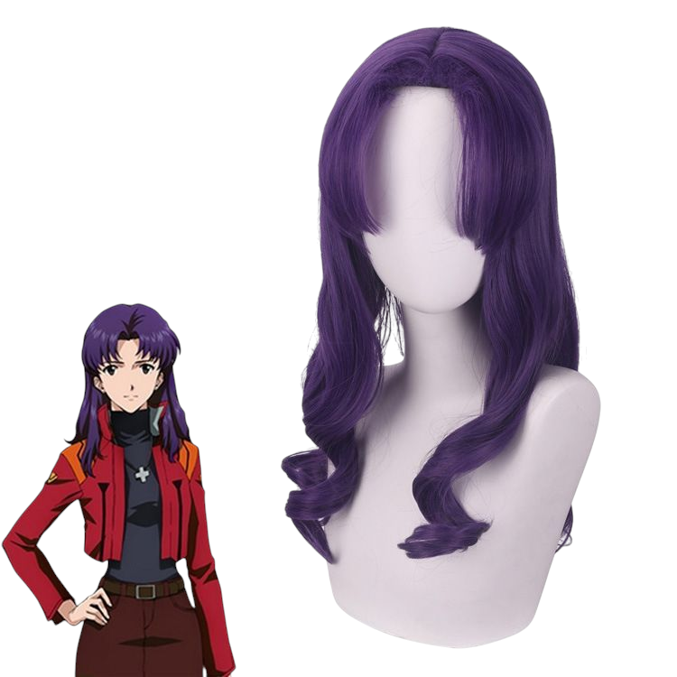 Light Gray Misato Katsuragi Cosplay Wig - Evangelion (EVA) Dark Purple Curls (FEVERCOS)