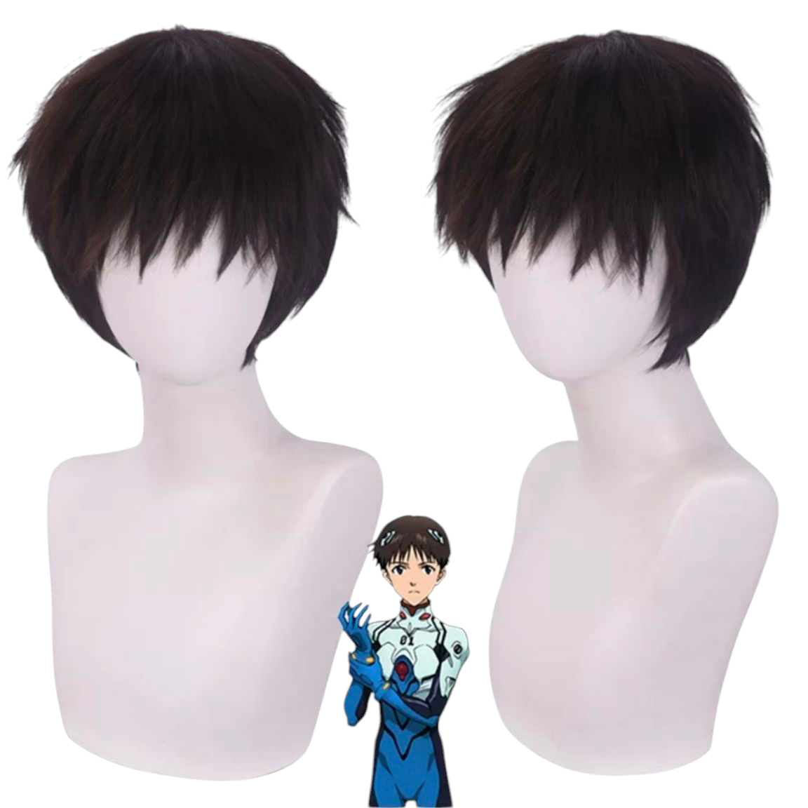 Shinji Ikari Cosplay Wig - Evangelion (EVA) Short Brown Flip (FEVERCOS)