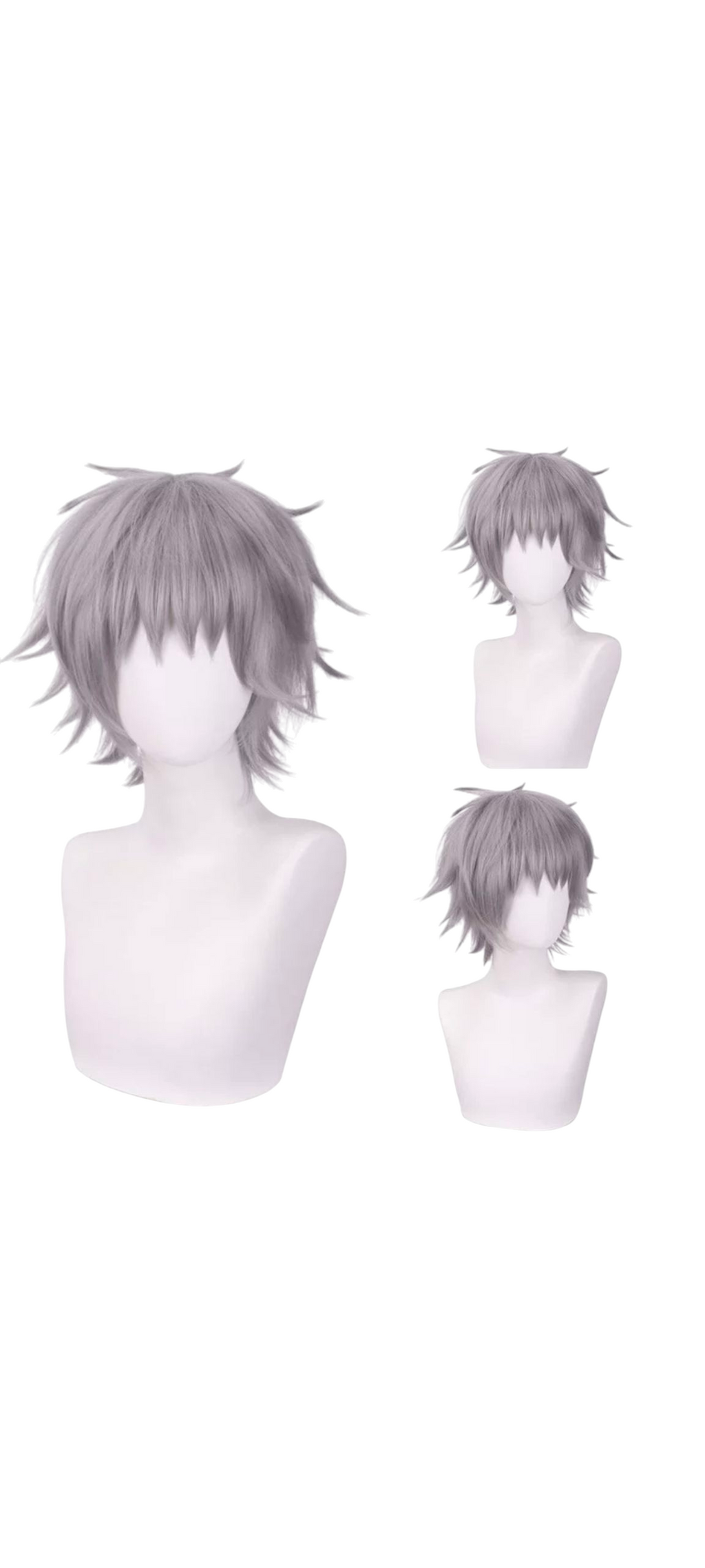Lavender Kaworu Nagisa Cosplay Wig - Evangelion (EVA) Silver Grey Fluffy (FEVERCOS)