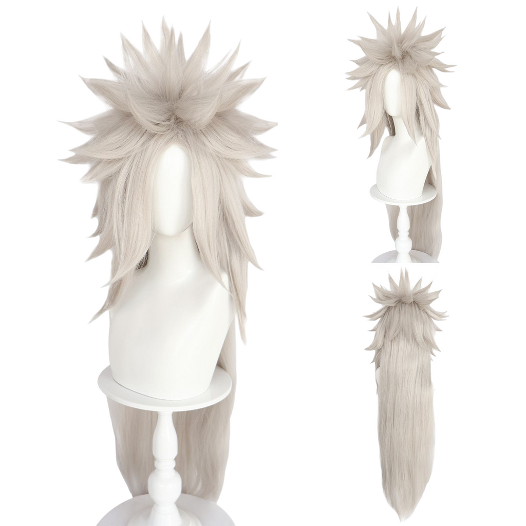 Light Gray Jiraiya Cosplay Wig - Naruto Shippuden (Pervy Sage) Spiky (FEVERCOS)