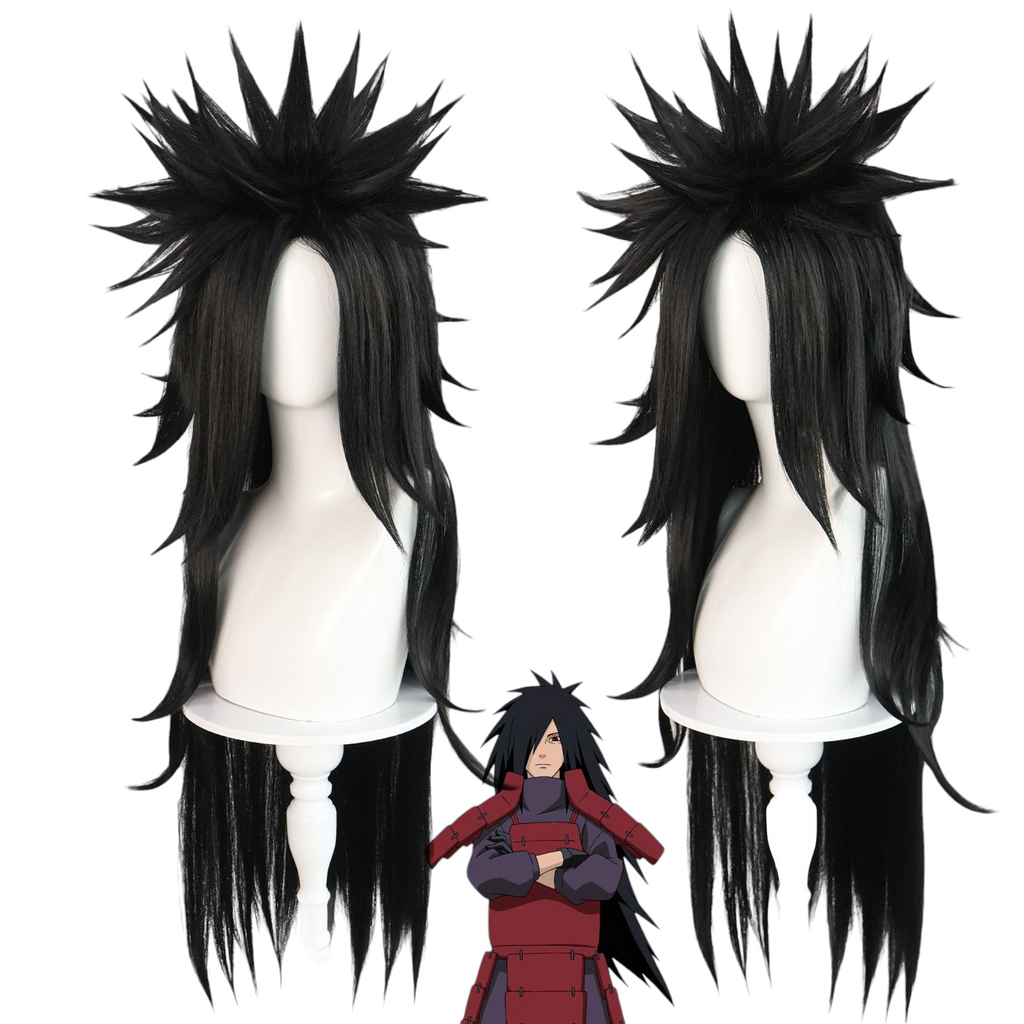 Antique White Madara Uchiha Cosplay Wig - Naruto Shippuden (Long Black Spiky) (FEVERCOS)