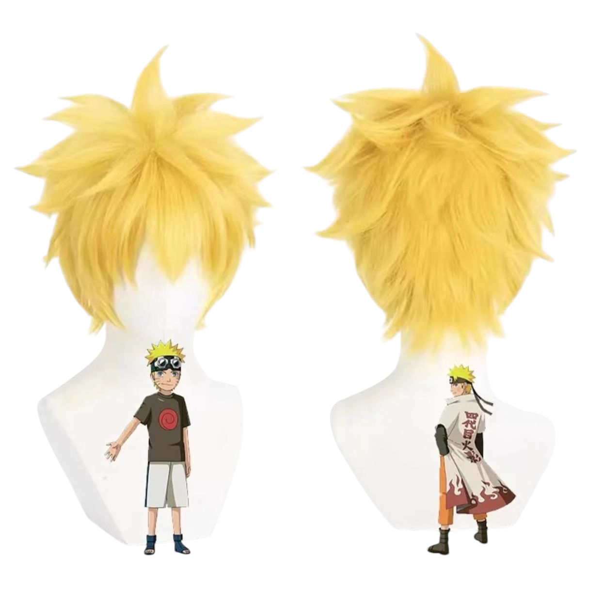 Light Goldenrod Naruto Uzumaki Cosplay Wig - Naruto Shippuden (Yellow Spiky) (FEVERCOS)