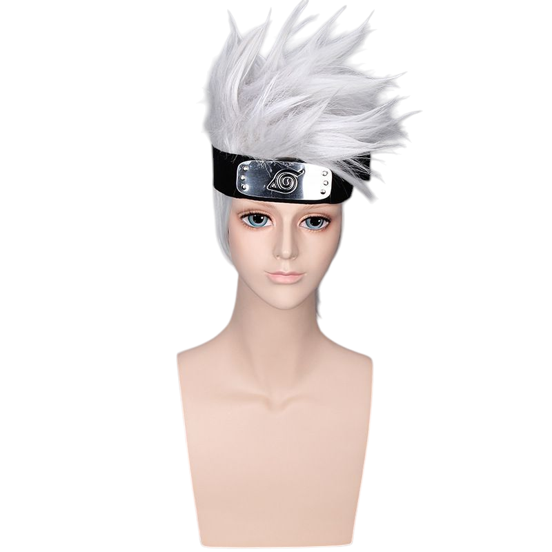 Light Gray Kakashi Hatake Cosplay Wig - Naruto Shippuden (Spiky Silver) (FEVERCOS)