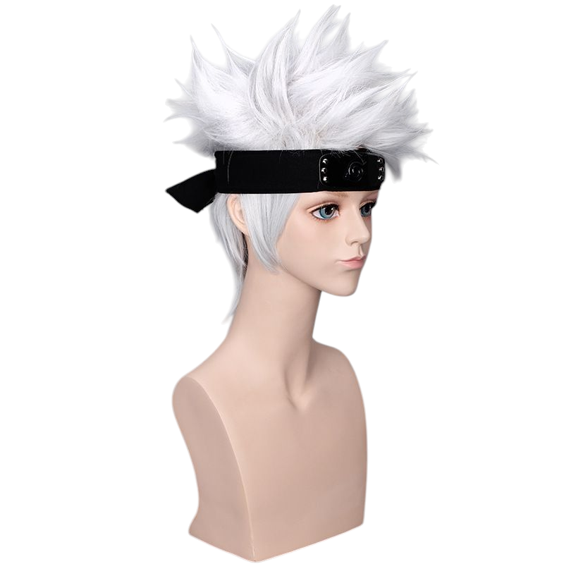 Light Gray Kakashi Hatake Cosplay Wig - Naruto Shippuden (Spiky Silver) (FEVERCOS)
