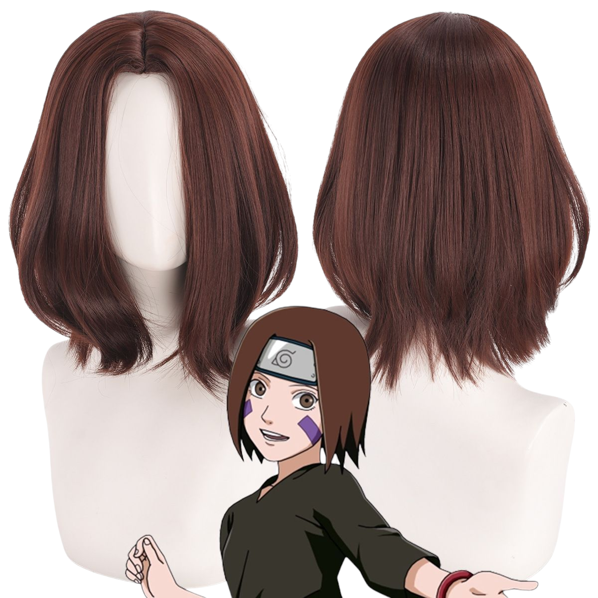 Rin Nohara Cosplay Wig - Naruto Shippuden (Short Brown Bob) (FEVERCOS)