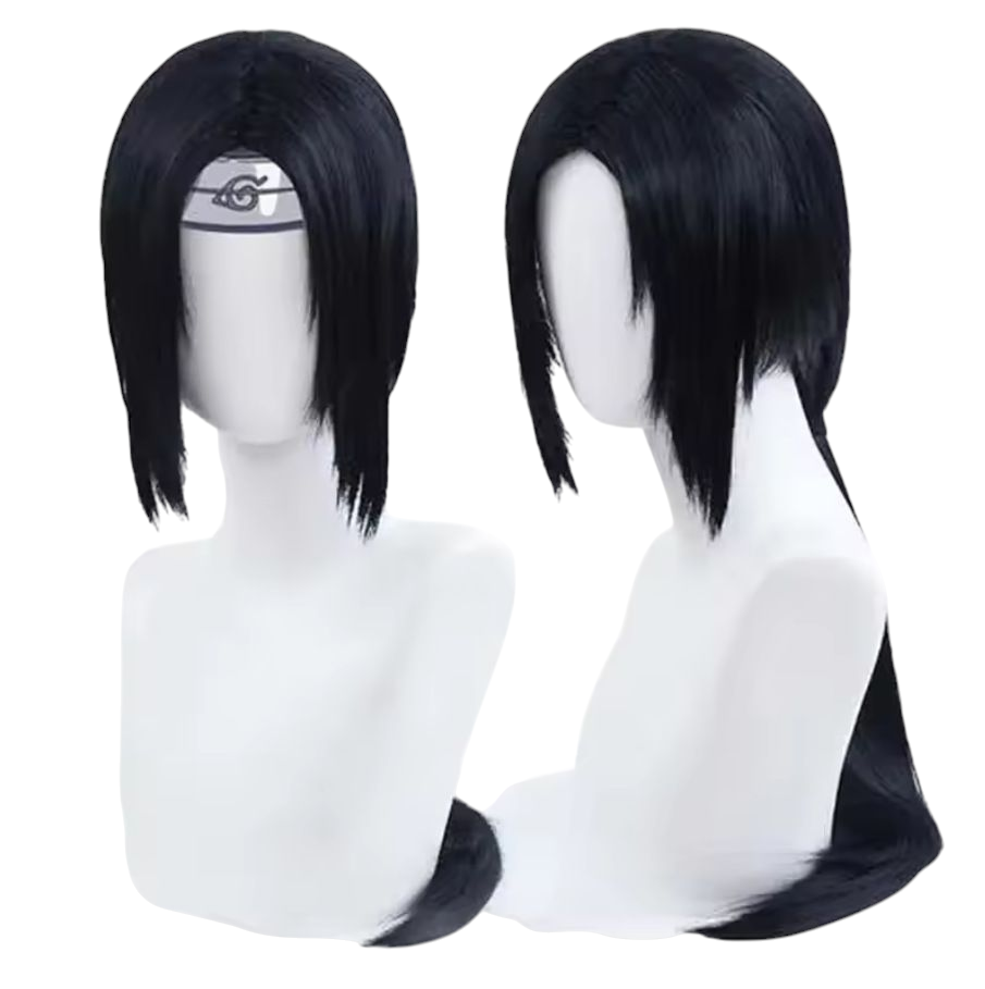 Light Gray Itachi Uchiha Cosplay Wig - Naruto (Black Long Ponytail) (FEVERCOS)
