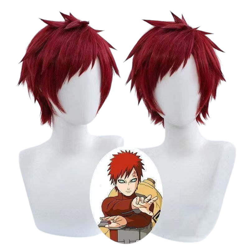 Light Gray Gaara (Kazekage) Cosplay Wig - Naruto Shippuden (Red Spiky) (FEVERCOS)