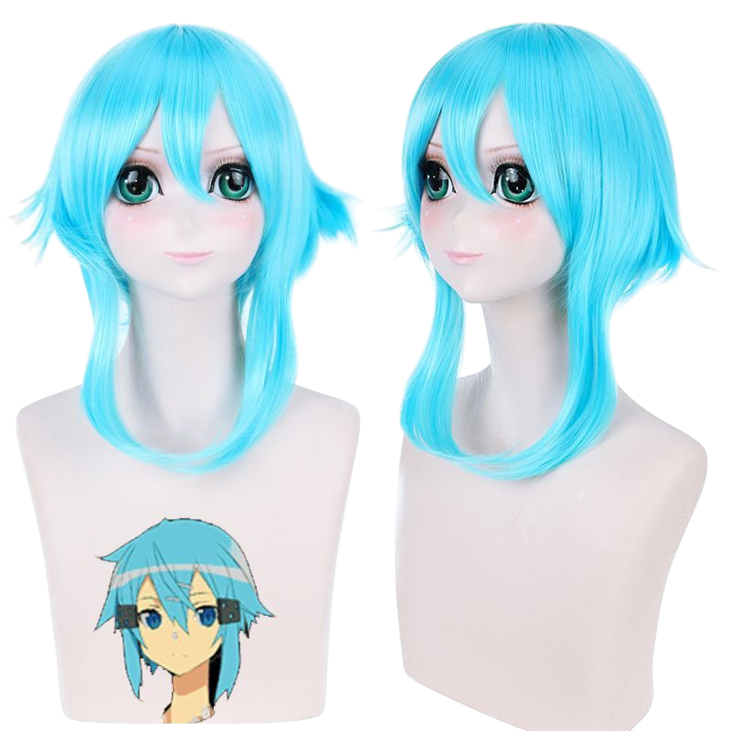 Sinon Cosplay Wig - Sword Art Online GGO (Blue Short) (FEVERCOS)