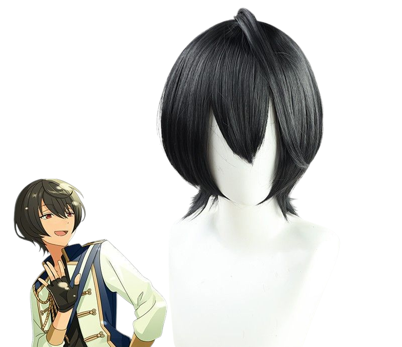 Dark Slate Gray Ritsu Sakuma Cosplay Wig - Ensemble Stars!! Knights (Natural Black) (FEVERCOS)