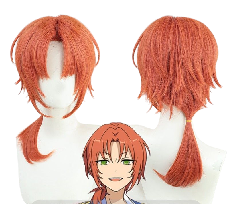 Antique White Leo Tsukinaga Cosplay Wig - Ensemble Stars!! Knights (Orange Messy Ponytail) (FEVERCOS)