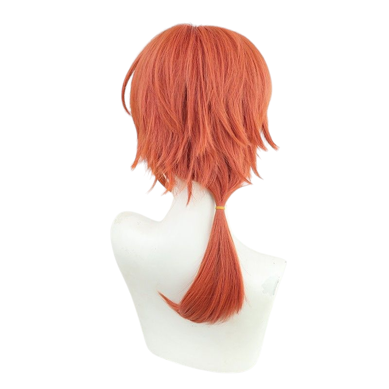 Chocolate Leo Tsukinaga Cosplay Wig - Ensemble Stars!! Knights (Orange Messy Ponytail) (FEVERCOS)