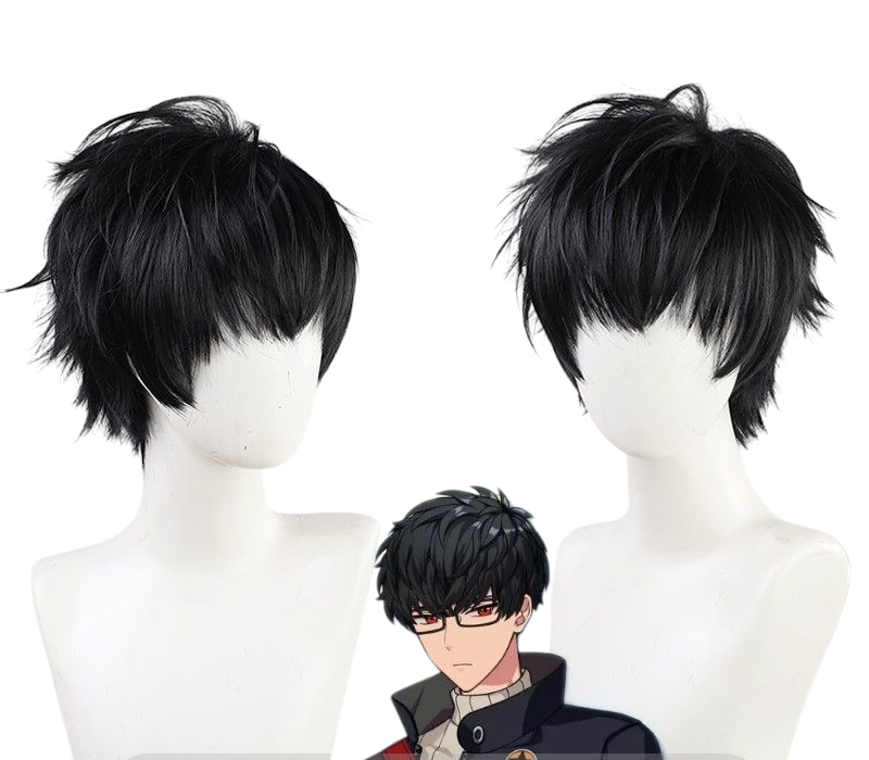 Beige Lennox Cosplay Wig - Promise of Wizard / Mahoyaku (Black/Dark Blue Spiky) (FEVERCOS)