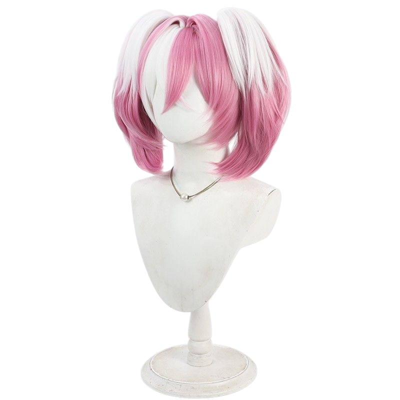 Light Gray Dudu (OwO) Cosplay Wig - Path to Nowhere (Pink/White Twin Tails) (FEVERCOS)