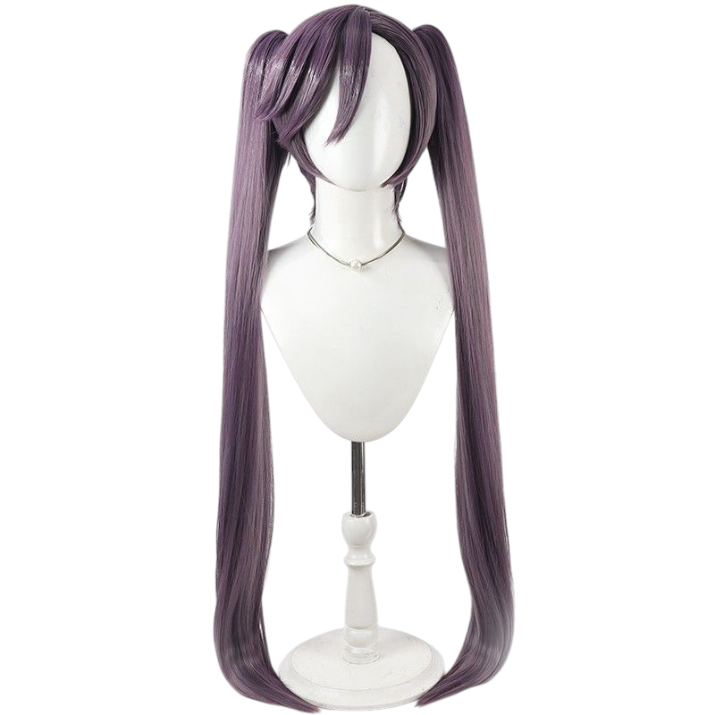 Light Gray Saito Furofushi Cosplay Wig - Bleach TYBW (Purple/Pink Pigtails) (FEVERCOS)