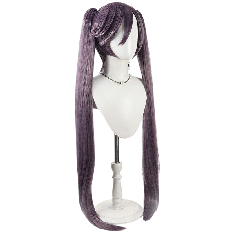 Light Gray Saito Furofushi Cosplay Wig - Bleach TYBW (Purple/Pink Pigtails) (FEVERCOS)