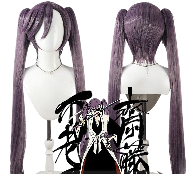 Dark Slate Gray Saito Furofushi Cosplay Wig - Bleach TYBW (Purple/Pink Pigtails) (FEVERCOS)