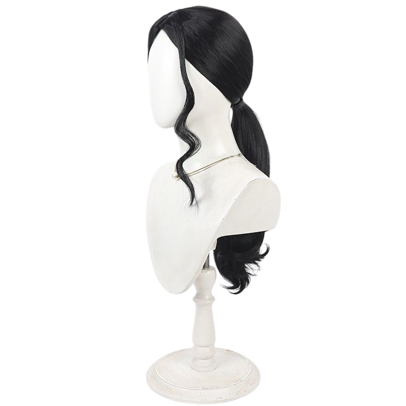 Beige Shunsui Kyoraku Cosplay Wig - Bleach (Wavy black Ponytail) (FEVERCOS)