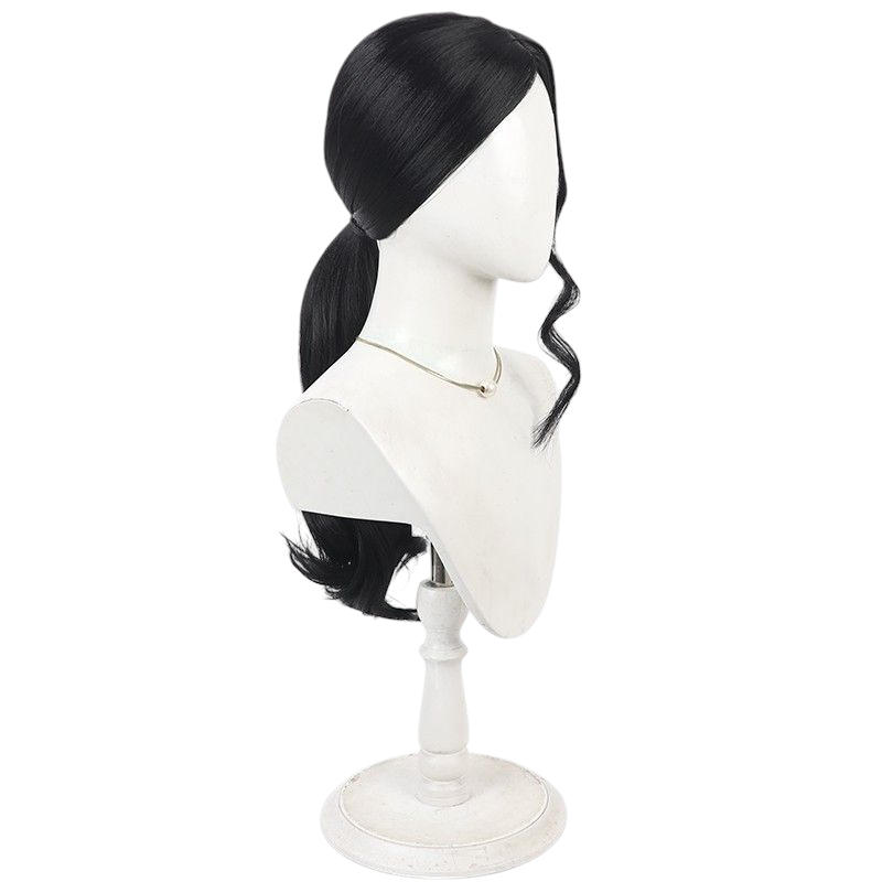 Beige Shunsui Kyoraku Cosplay Wig - Bleach (Wavy black Ponytail) (FEVERCOS)