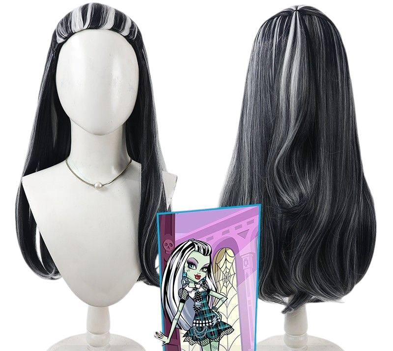 Light Gray Frankie Stein Cosplay Wig - Monster High (Black/White Streaks) (FEVERCOS)