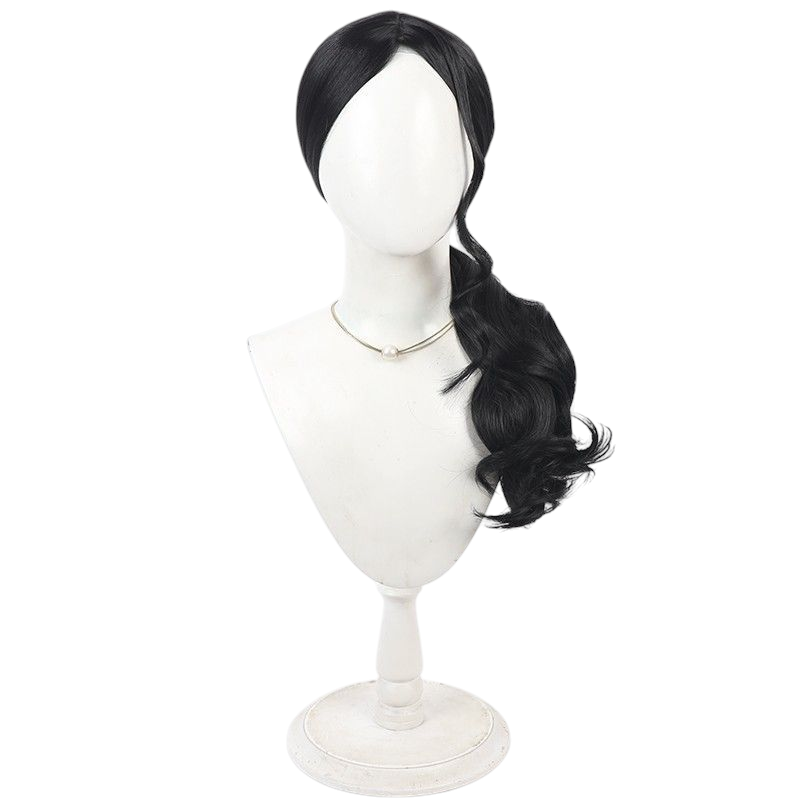 Dark Slate Gray Shunsui Kyoraku Cosplay Wig - Bleach (Wavy black Ponytail) (FEVERCOS)