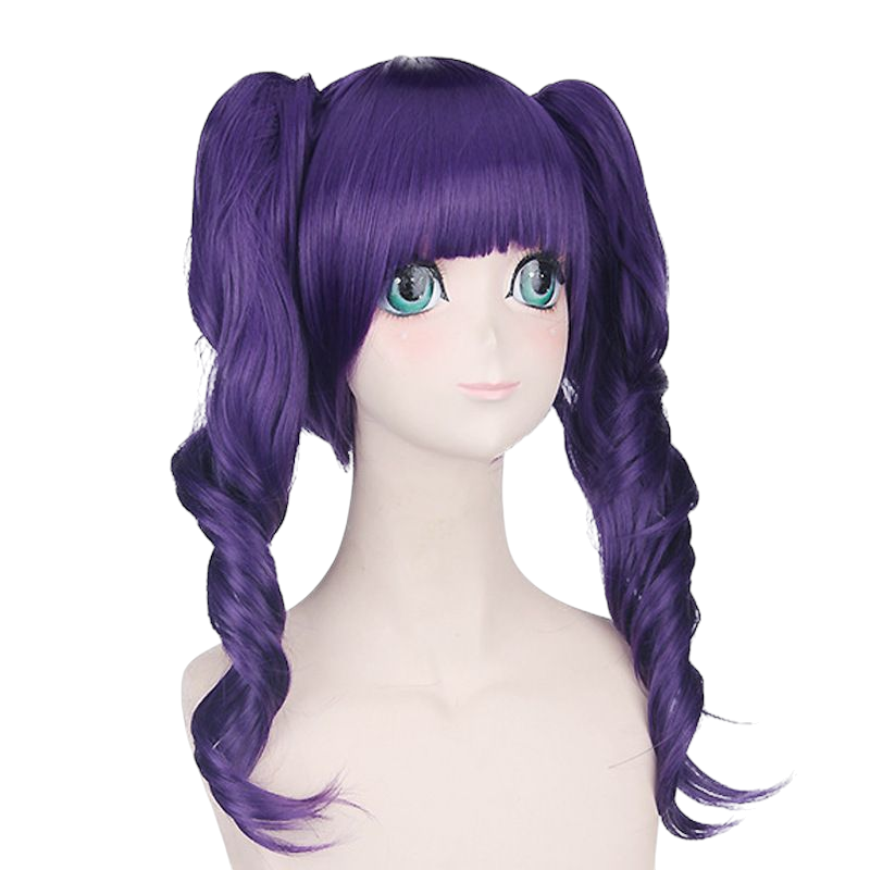 Light Gray Katen Kyokotsu (Spirit) Cosplay Wig - Bleach (Dark Plum Curly) (FEVERCOS)