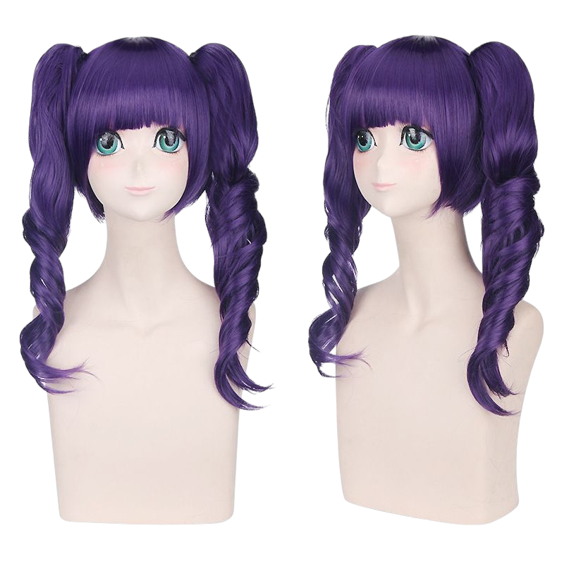 Light Gray Katen Kyokotsu (Spirit) Cosplay Wig - Bleach (Dark Plum Curly) (FEVERCOS)