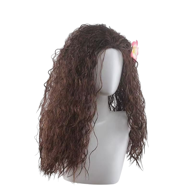 Dark Slate Gray Moana Cosplay Wig - Disney (Long Wavy Black) (FEVERCOS)