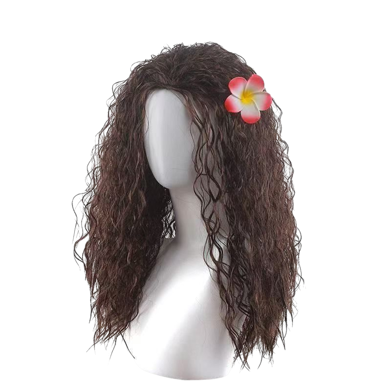 Dark Slate Gray Moana Cosplay Wig - Disney (Long Wavy Black) (FEVERCOS)