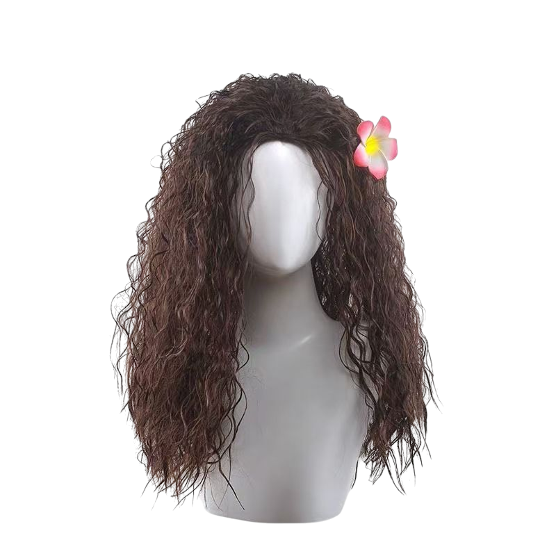 Dark Slate Gray Moana Cosplay Wig - Disney (Long Wavy Black) (FEVERCOS)