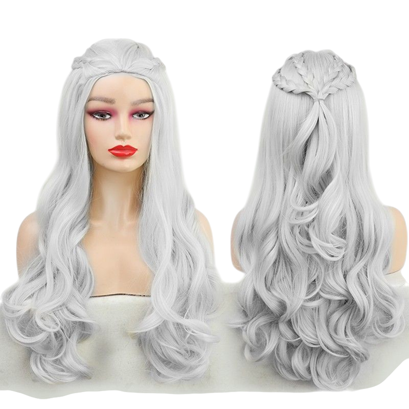 Gray Daenerys Targaryen Cosplay Wig - Game of Thrones (Platinum Braids) (FEVERCOS)