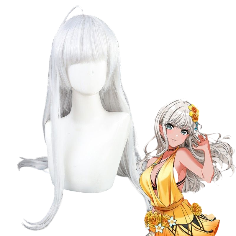 Light Gray Dalia Matsuyama Cosplay Wig - D4DJ Merm4id (White/Silver Ponytail) (FEVERCOS)