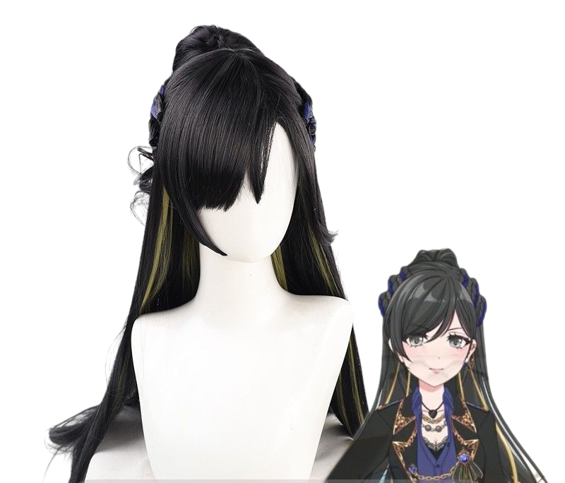 White Smoke Tsubaki Aoyagi Cosplay Wig - D4DJ RONDO (Black) (FEVERCOS)