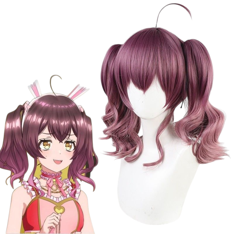 Light Gray Muni Ohnaruto Cosplay Wig - D4DJ Happy Around! (Pink Pigtails) (FEVERCOS)