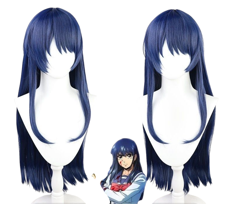 Dark Slate Gray Yuri Honjo Cosplay Wig - High-Rise Invasion (Black Hime Cut) (FEVERCOS)