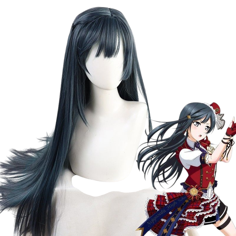 Antique White Setsuna Yuki (Nana) Cosplay Wig - Love Live! Nijigasaki (Black Hime Cut) (FEVERCOS)