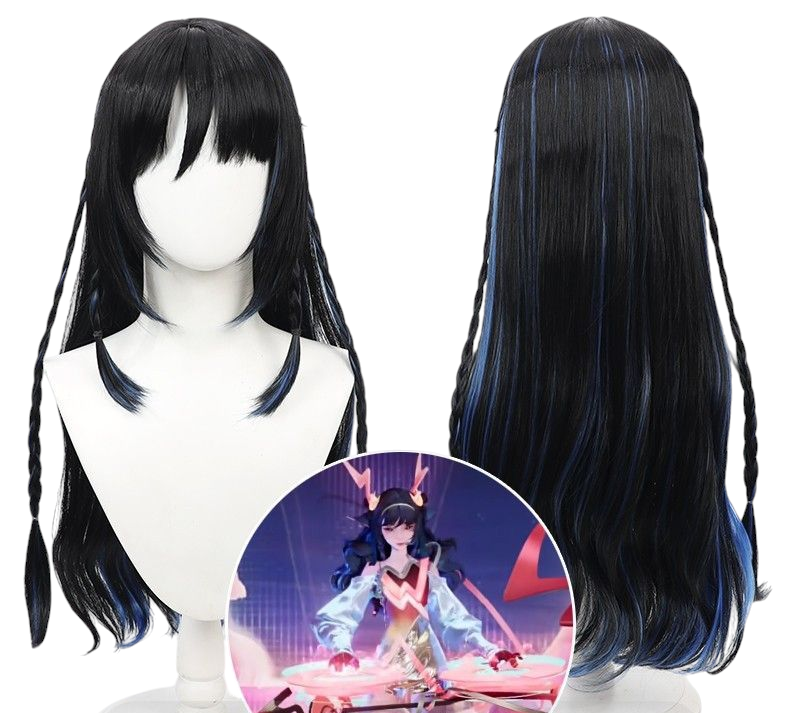 Light Gray Yao "True Self Hertz" (Electric) Cosplay Wig - Honor of Kings (Black/Pink Highlights) (FEVERCOS)