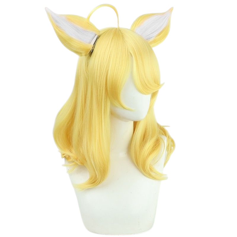 Light Goldenrod Daji "Matcha Sweetheart" (Maid Cafe) Cosplay Wig - Honor of Kings (Green/Brown + Ears) (FEVERCOS)