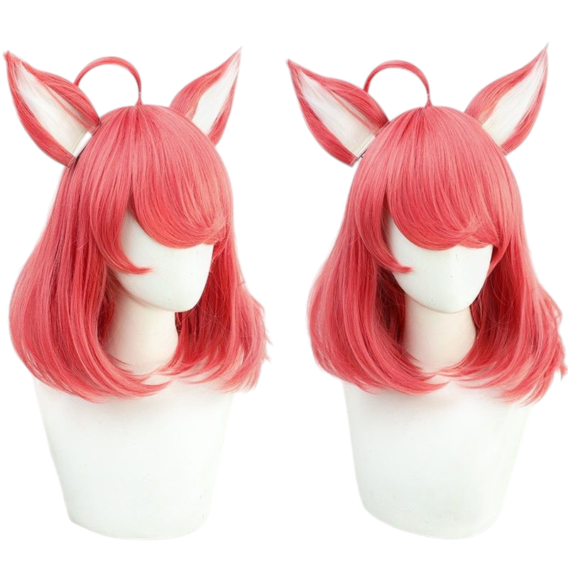Pink Daji "Matcha Sweetheart" (Maid Cafe) Cosplay Wig - Honor of Kings (Green/Brown + Ears) (FEVERCOS)
