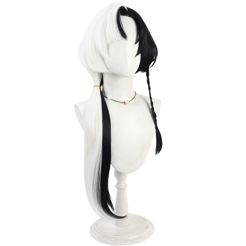 Beige Kongkong Er (Legendary Thief) Cosplay Wig - Honor of Kings (Black/White Split) (FEVERCOS)