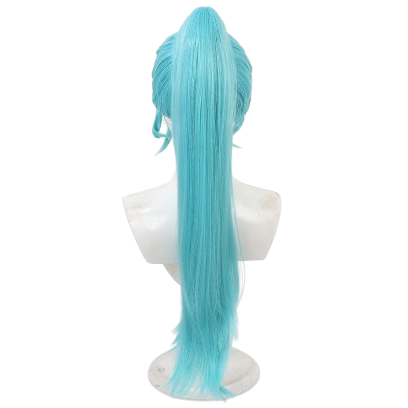 Medium Aquamarine Allain "Snowfall White Wolf" Cosplay Wig - Honor of Kings (White Ponytail) (FEVERCOS)