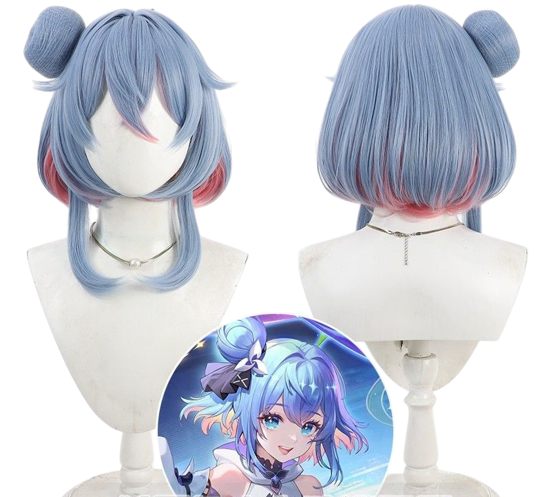 Light Gray Xiao Qiao "Witch of Time" (Unparalleled) Cosplay Wig - Honor of Kings (Pink/White Buns) (FEVERCOS)