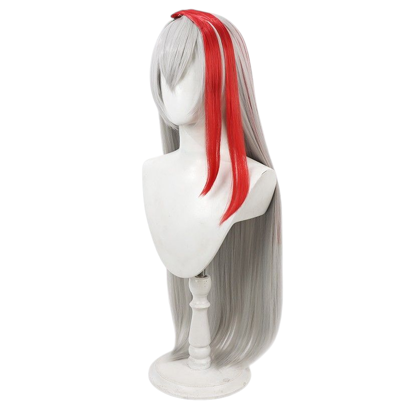 Light Gray Ying (Shadow/New Hero) Cosplay Wig - Honor of Kings (Silver/Red Highlights) (FEVERCOS)