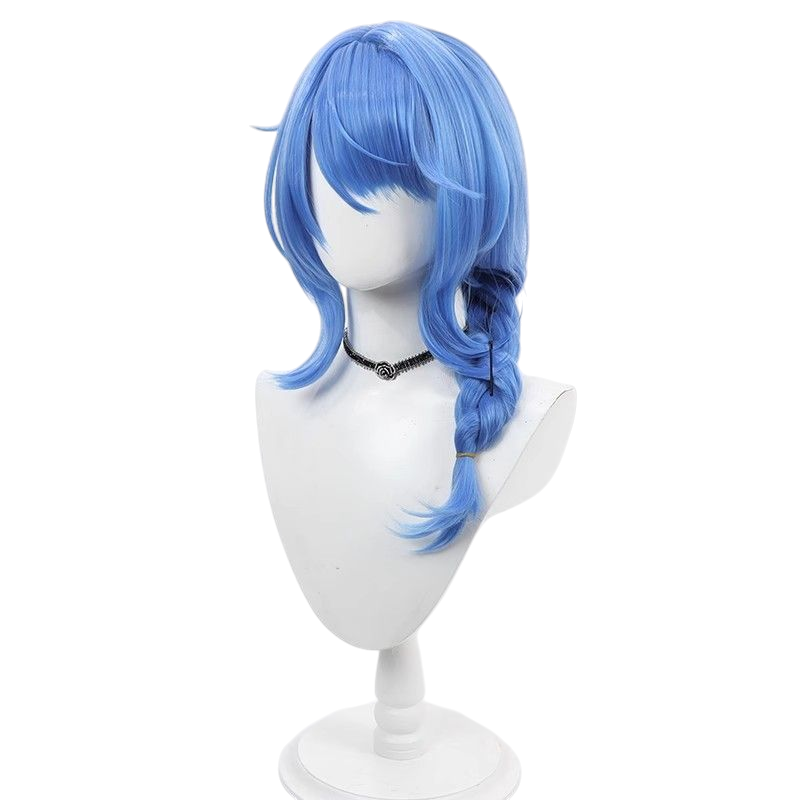 Light Gray Yi Xing "Plum Blossom in Snow" Cosplay Wig - Honor of Kings (Dark Blue Braid) (FEVERCOS)