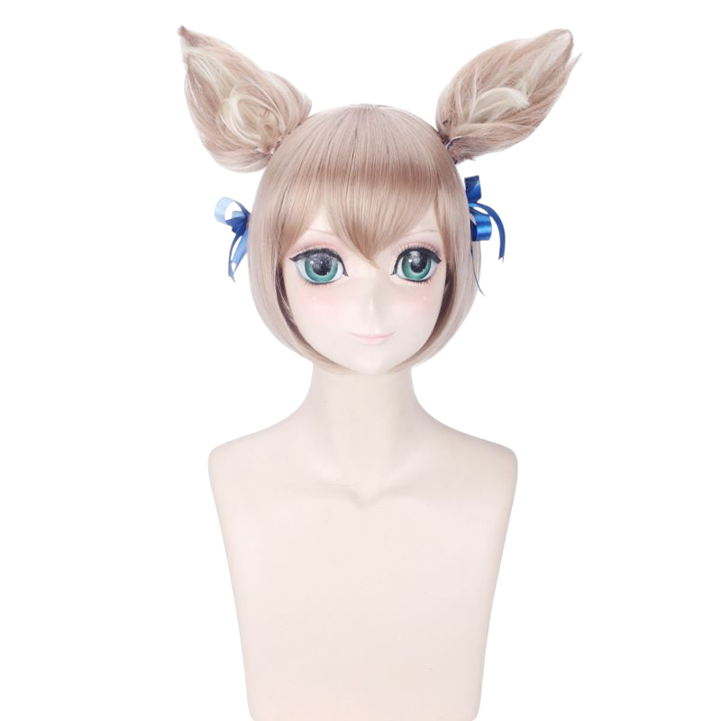 Light Gray Felix Argyle (Ferris) Cosplay Wig - Re:Zero (Flaxen/Brown + Ears) (FEVERCOS)