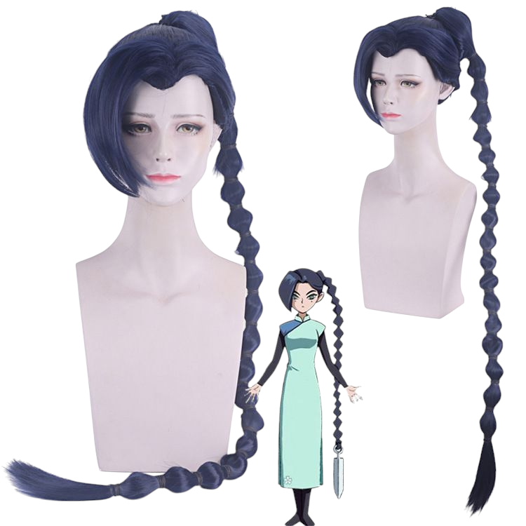 Dark Slate Gray Plum Blossom Thirteen Cosplay Wig - Scissor Seven (Long Braid) (FEVERCOS)