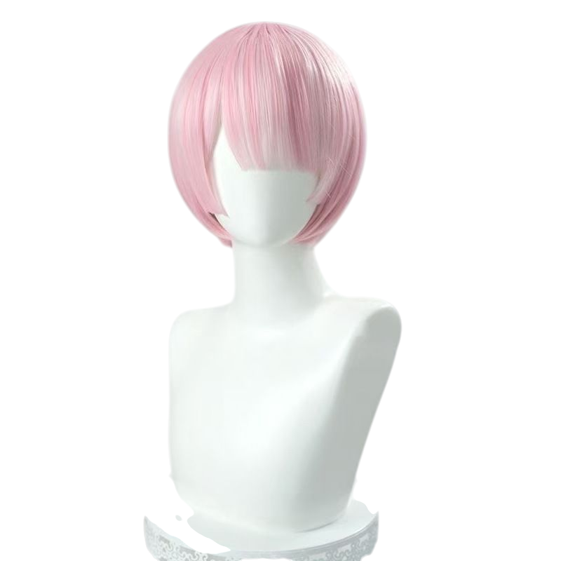Light Gray Ram Cosplay Wig - Re:Zero (Baby Pink Short) (FEVERCOS)